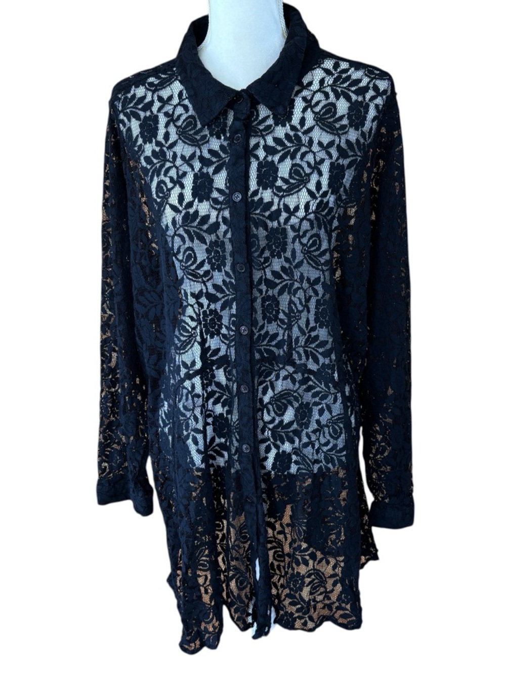 City Chic lace floral cardigan, size XXL/24W, sheer, whimsigoth, long length